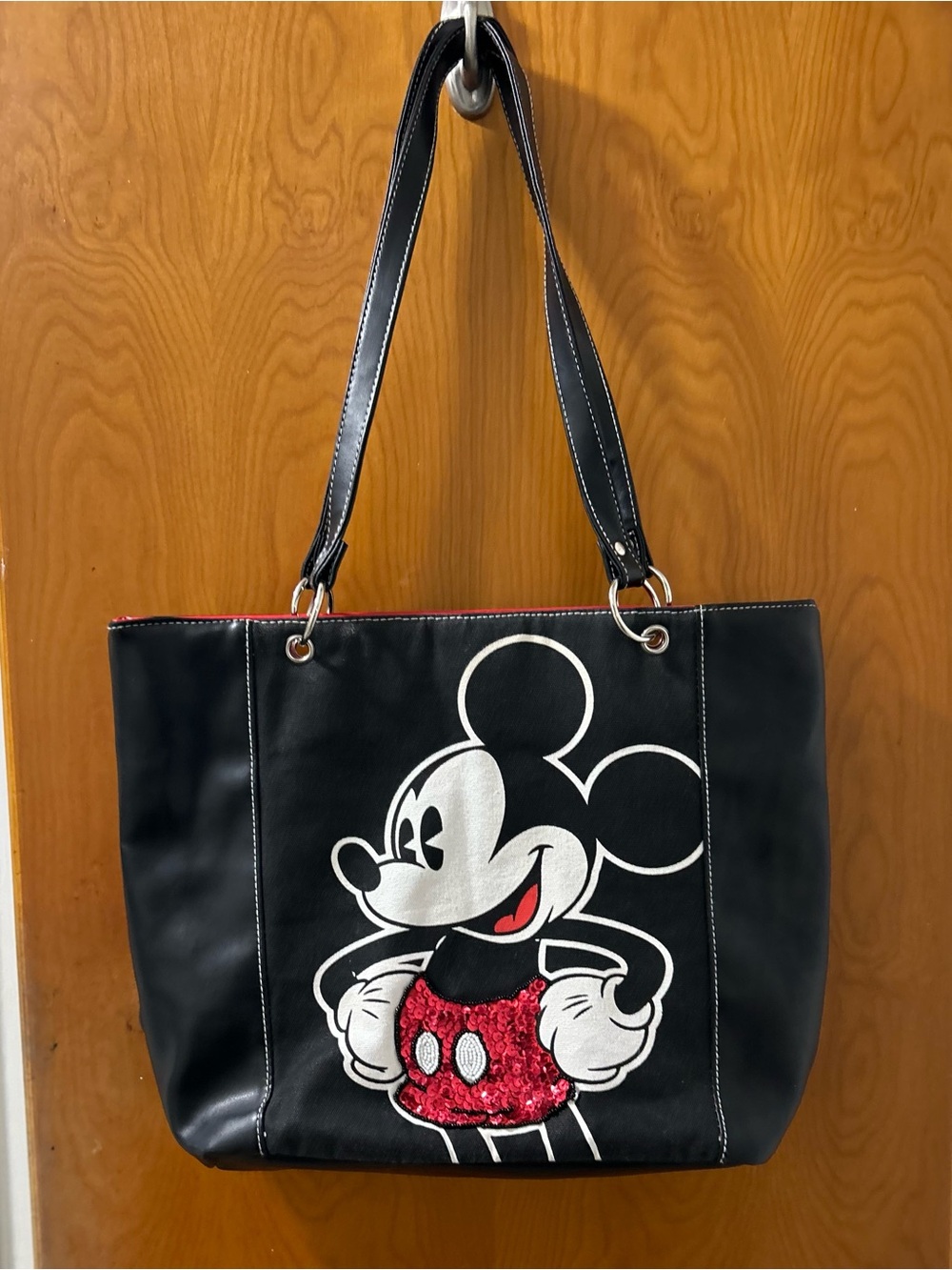 Disney Black Tote Bag with Red Sequin Mickey